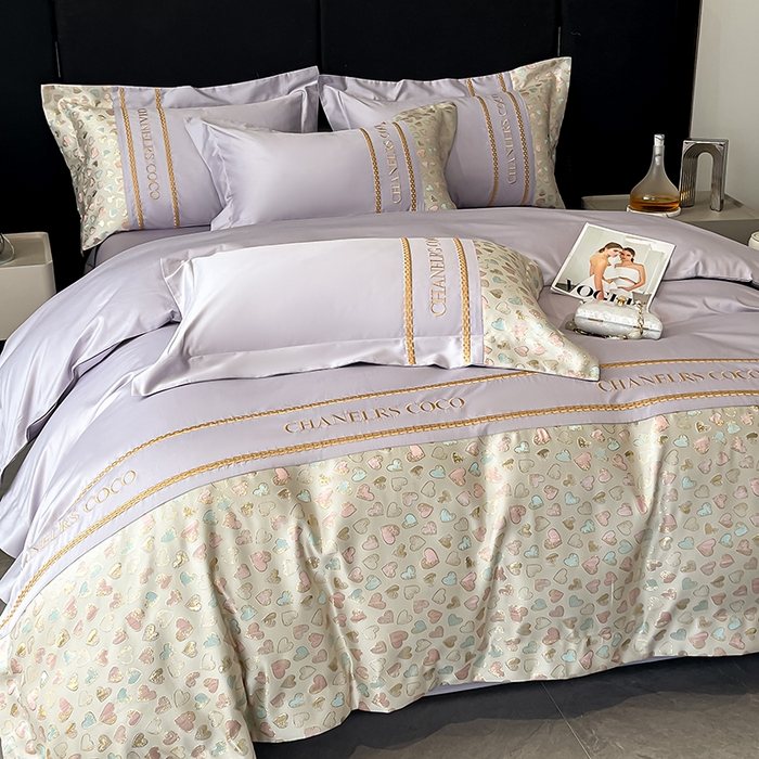 91家纺网 家纺一手货源 找家纺 置顶家纺 2025新款亲肤刺绣四件套-My girl-风格二 My girl-香芋紫