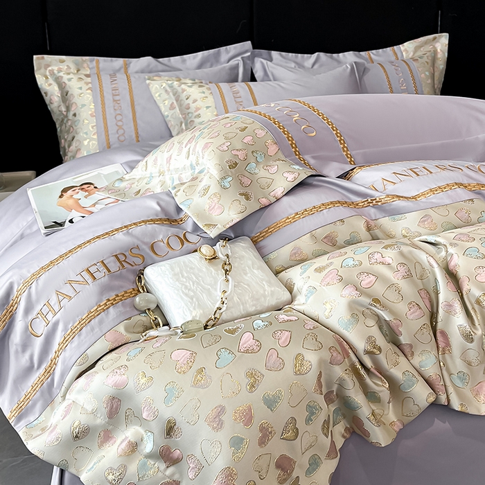 91家纺网 家纺一手货源 找家纺 置顶家纺 2025新款亲肤刺绣四件套-My girl-风格二 My girl-香芋紫