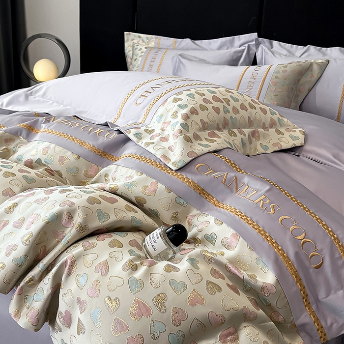 91家纺网 家纺一手货源 找家纺 置顶家纺 2025新款亲肤刺绣四件套-My girl-风格二 My girl-香芋紫