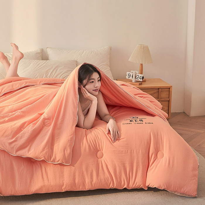 91家纺网 家纺一手货源 找家纺 棉森家纺 2025新款亲肤舒适中国梦立体新疆棉花子母被被子被芯 新疆棉 粉玉