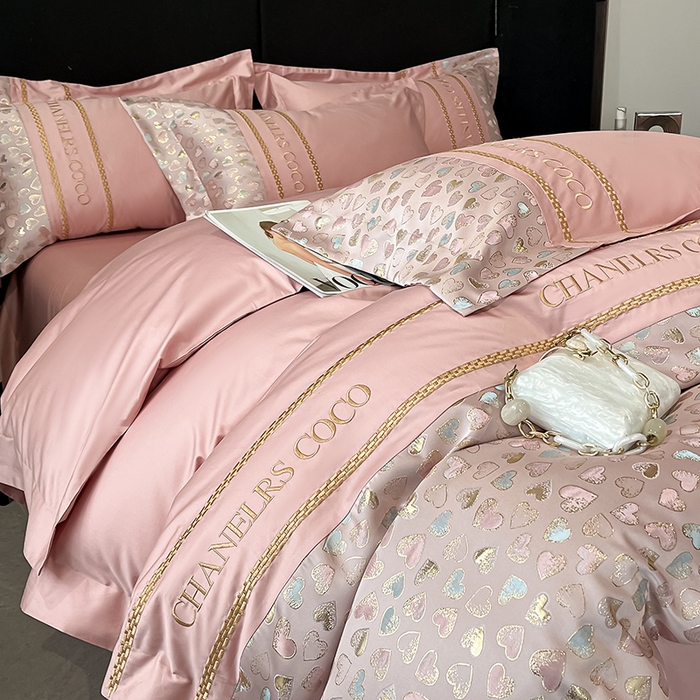 91家纺网 家纺一手货源 找家纺 置顶家纺 2025新款亲肤刺绣四件套-My girl-风格二 My girl-浅豆沙