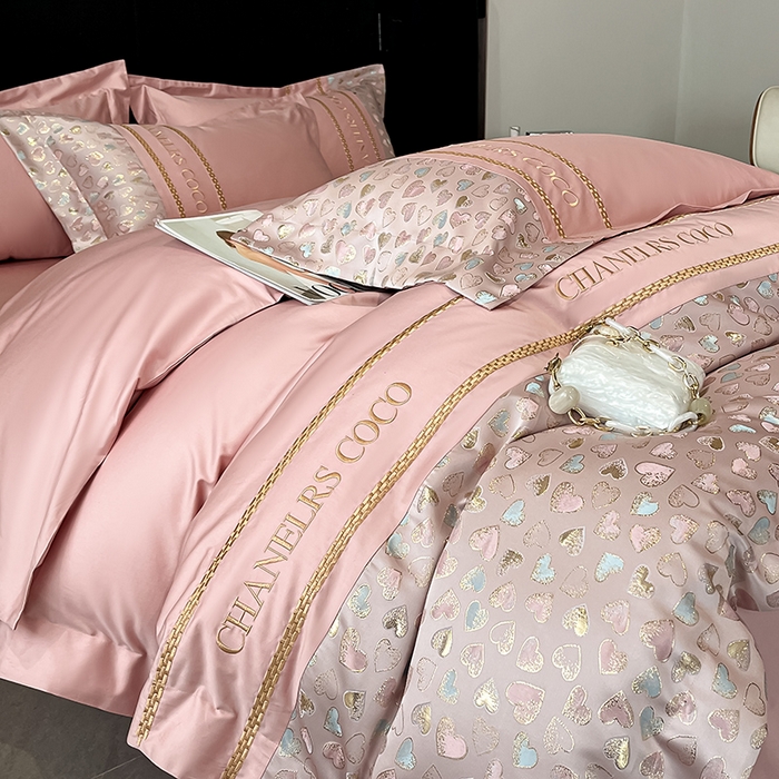 91家纺网 家纺一手货源 找家纺 置顶家纺 2025新款亲肤刺绣四件套-My girl-风格二 My girl-浅豆沙