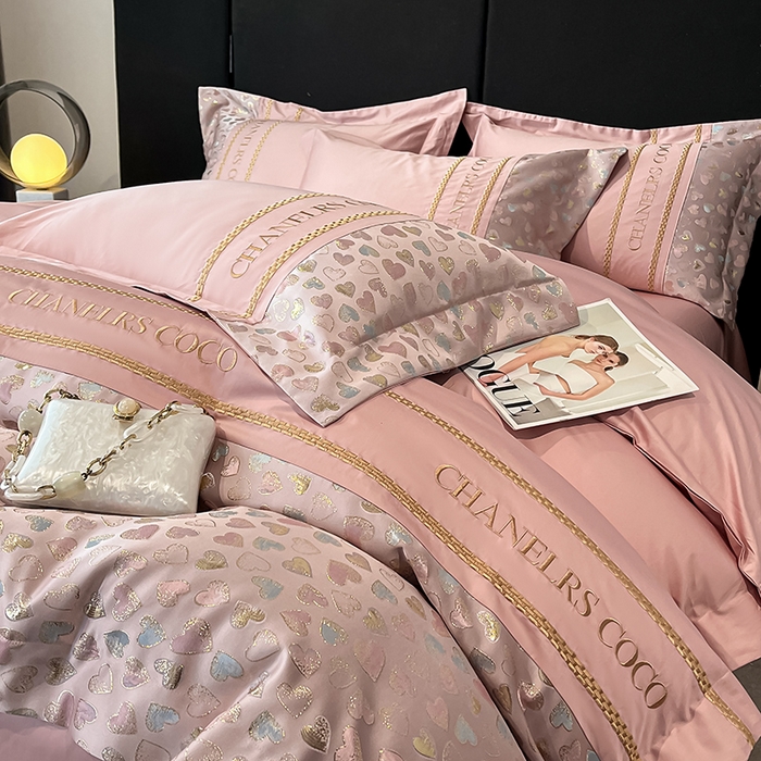 91家纺网 家纺一手货源 找家纺 置顶家纺 2025新款亲肤刺绣四件套-My girl-风格二 My girl-浅豆沙