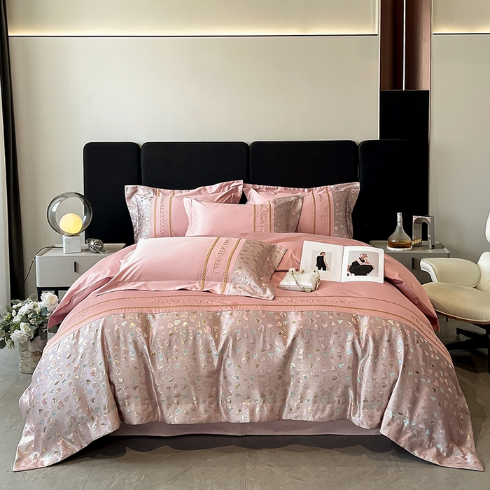 91家纺网 家纺一手货源 找家纺 置顶家纺 2025新款亲肤刺绣四件套-My girl-风格二 My girl-浅豆沙