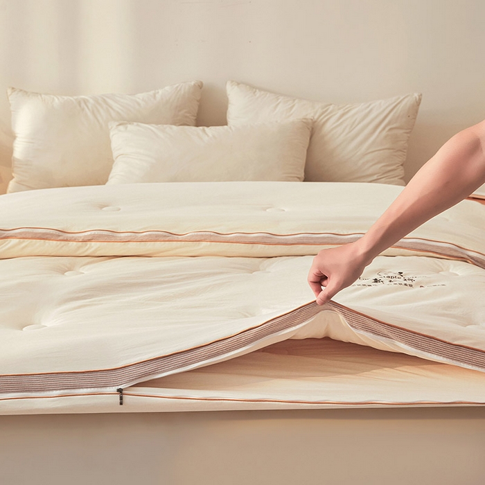 91家纺网 家纺一手货源 找家纺 棉森家纺 2025新款亲肤舒适中国梦立体新疆棉花子母被被子被芯 新疆棉 奶白