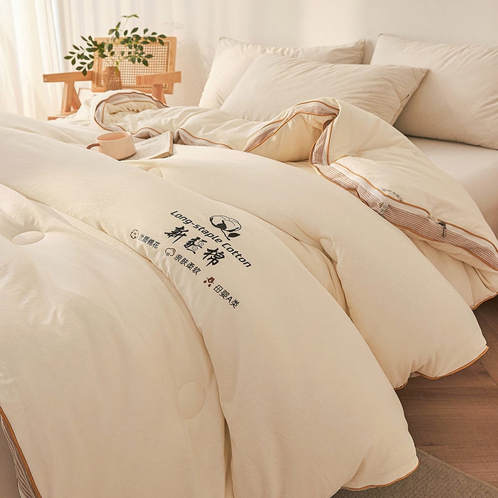 91家纺网 家纺一手货源 找家纺 棉森家纺 2025新款亲肤舒适中国梦立体新疆棉花子母被被子被芯 新疆棉 奶白