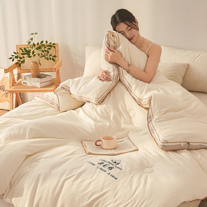 91家纺网 家纺一手货源 找家纺 棉森家纺 2025新款亲肤舒适中国梦立体新疆棉花子母被被子被芯 新疆棉 奶白