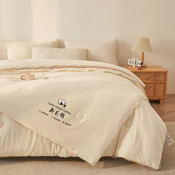 91家纺网 家纺一手货源 找家纺 棉森家纺 2025新款亲肤舒适中国梦立体新疆棉花子母被被子被芯 新疆棉 奶白