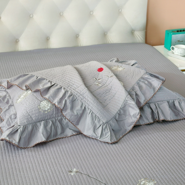 91家纺网 家纺一手货源 找家纺 （总）OL家纺 2025新款全棉夹棉床盖三件套-玫瑰系列