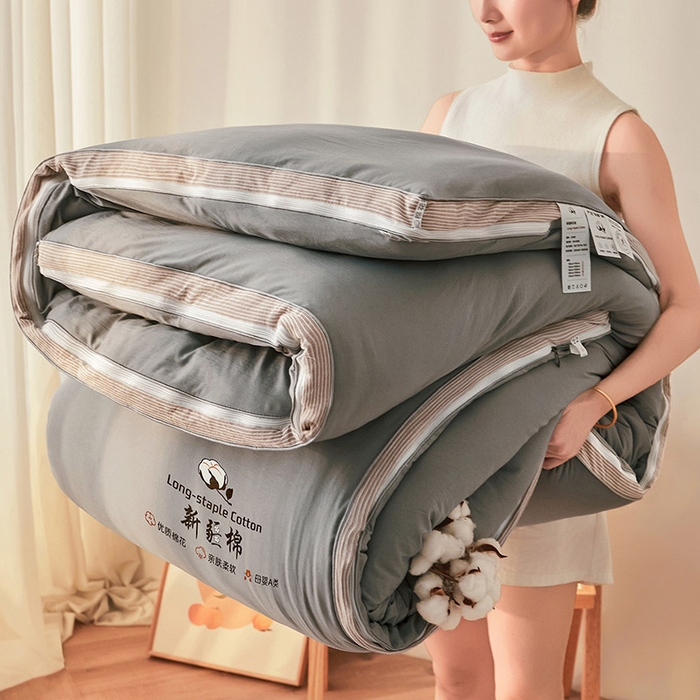 91家纺网 家纺一手货源 找家纺 棉森家纺 2025新款亲肤舒适中国梦立体新疆棉花子母被被子被芯 新疆棉 雅灰