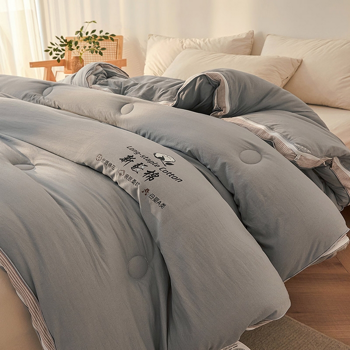91家纺网 家纺一手货源 找家纺 棉森家纺 2025新款亲肤舒适中国梦立体新疆棉花子母被被子被芯 新疆棉 雅灰
