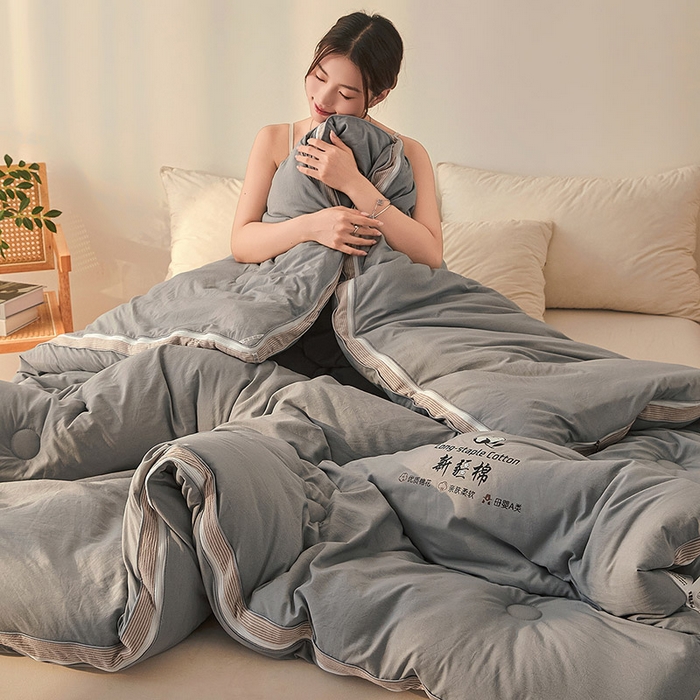 91家纺网 家纺一手货源 找家纺 棉森家纺 2025新款亲肤舒适中国梦立体新疆棉花子母被被子被芯 新疆棉 雅灰