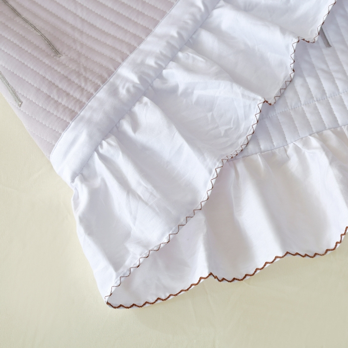 91家纺网 家纺一手货源 找家纺 OL家纺 2025新款全棉夹棉床盖三件套-玫瑰系列 铅白色