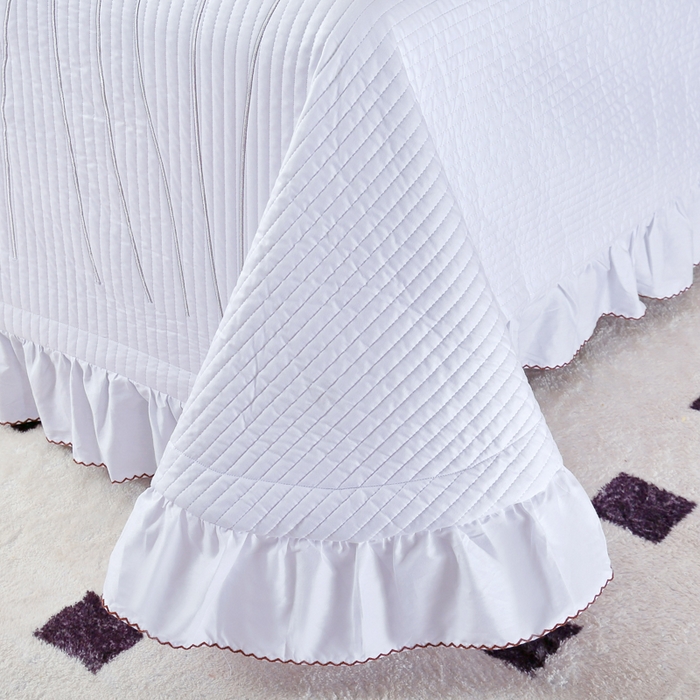 91家纺网 家纺一手货源 找家纺 OL家纺 2025新款全棉夹棉床盖三件套-玫瑰系列 铅白色