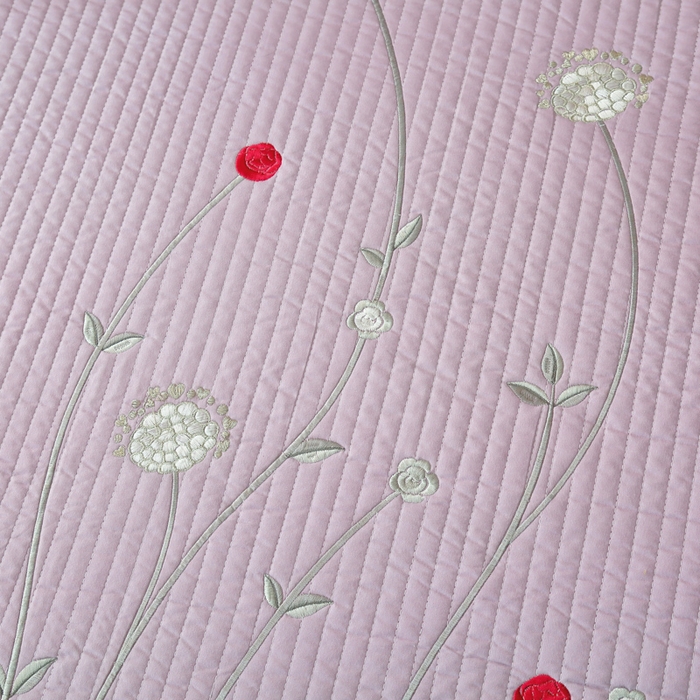 91家纺网 家纺一手货源 找家纺 OL家纺 2025新款全棉夹棉床盖三件套-玫瑰系列 茄花紫