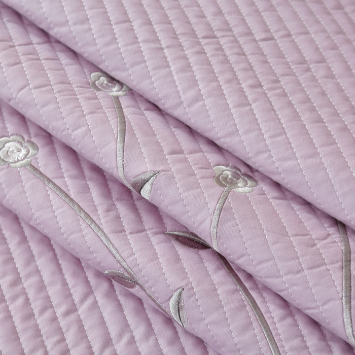 91家纺网 家纺一手货源 找家纺 OL家纺 2025新款全棉夹棉床盖三件套-玫瑰系列 茄花紫