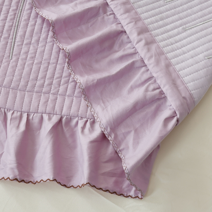 91家纺网 家纺一手货源 找家纺 OL家纺 2025新款全棉夹棉床盖三件套-玫瑰系列 茄花紫