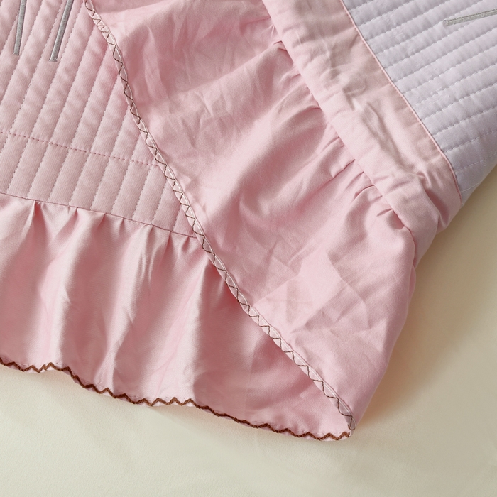 91家纺网 家纺一手货源 找家纺 OL家纺 2025新款全棉夹棉床盖三件套-玫瑰系列 桃夭粉