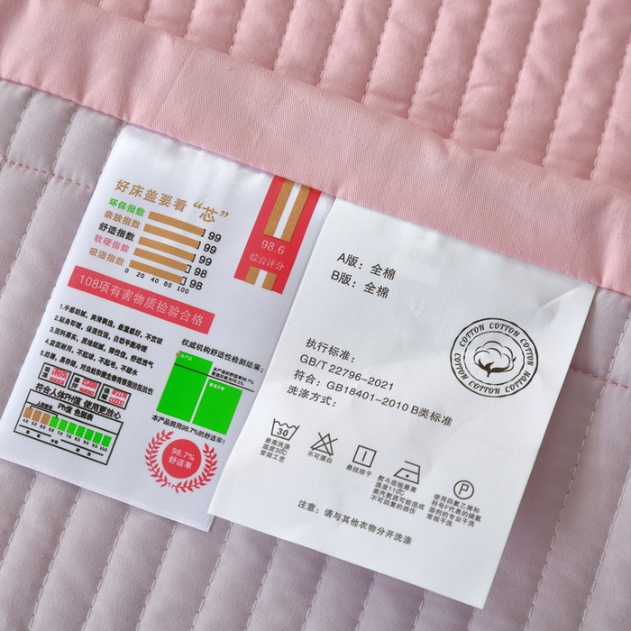 91家纺网 家纺一手货源 找家纺 OL家纺 2025新款全棉夹棉床盖三件套-玫瑰系列 桃夭粉