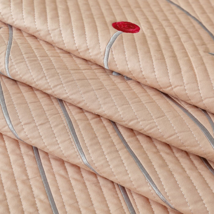 91家纺网 家纺一手货源 找家纺 OL家纺 2025新款全棉夹棉床盖三件套-玫瑰系列 骍刚橘