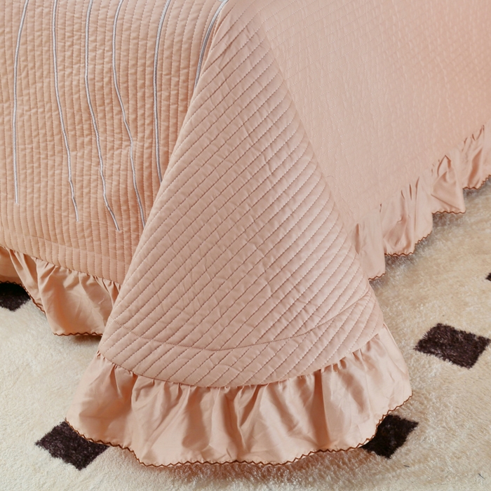 91家纺网 家纺一手货源 找家纺 OL家纺 2025新款全棉夹棉床盖三件套-玫瑰系列 骍刚橘