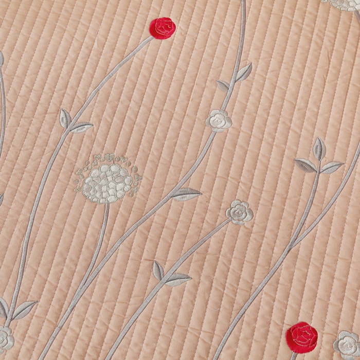 91家纺网 家纺一手货源 找家纺 OL家纺 2025新款全棉夹棉床盖三件套-玫瑰系列 骍刚橘