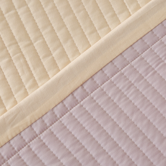 91家纺网 家纺一手货源 找家纺 OL家纺 2025新款全棉夹棉床盖三件套-玫瑰系列 杏仁黄