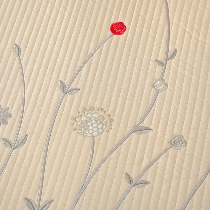 91家纺网 家纺一手货源 找家纺 OL家纺 2025新款全棉夹棉床盖三件套-玫瑰系列 杏仁黄