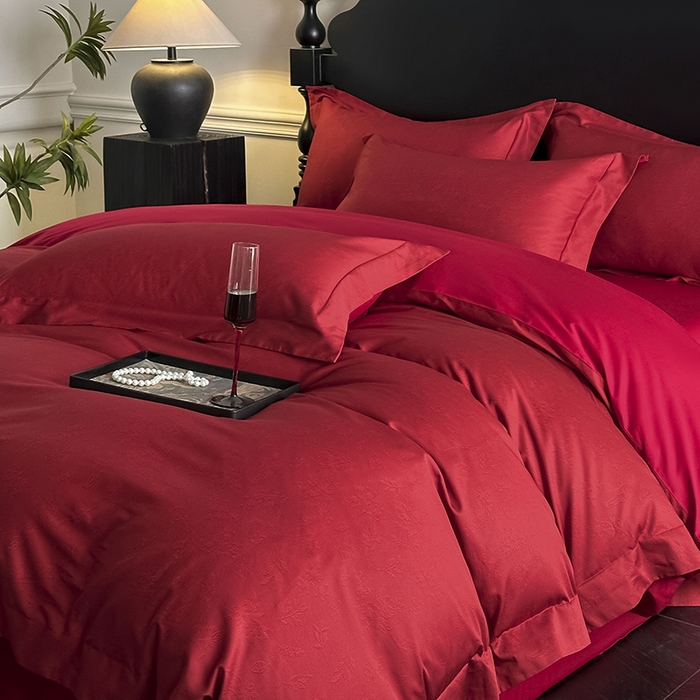 91家纺网 家纺一手货源 找家纺 置顶家纺 2025新款亲肤数码印花四件套-婚庆系列 唯爱你-温馨红