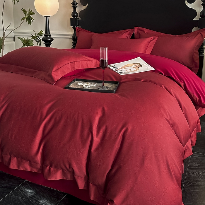 91家纺网 家纺一手货源 找家纺 置顶家纺 2025新款亲肤数码印花四件套-婚庆系列 唯爱你-温馨红