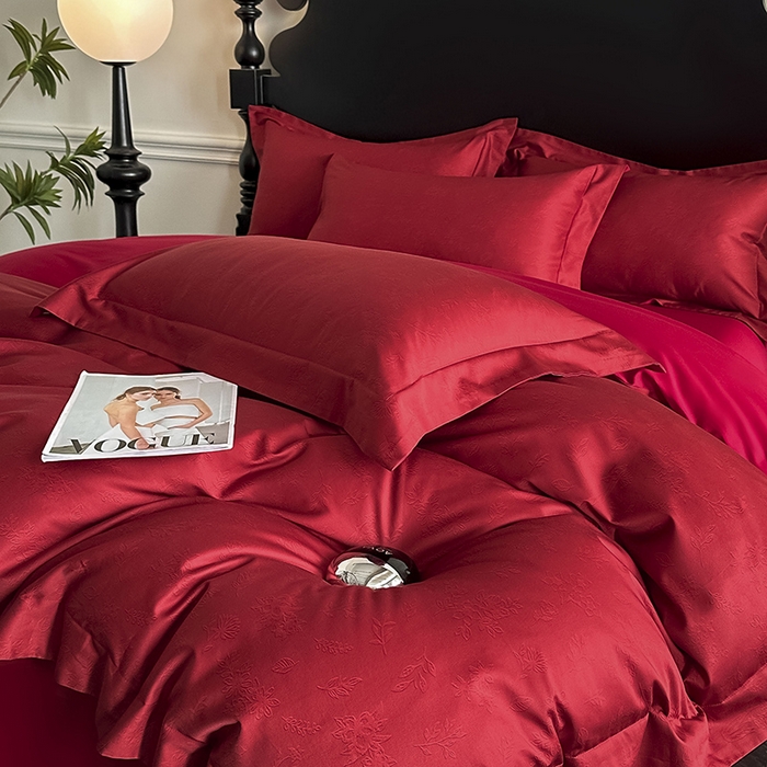 91家纺网 家纺一手货源 找家纺 置顶家纺 2025新款亲肤数码印花四件套-婚庆系列 唯爱你-温馨红