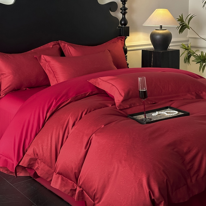 91家纺网 家纺一手货源 找家纺 置顶家纺 2025新款亲肤数码印花四件套-婚庆系列 唯爱你-温馨红