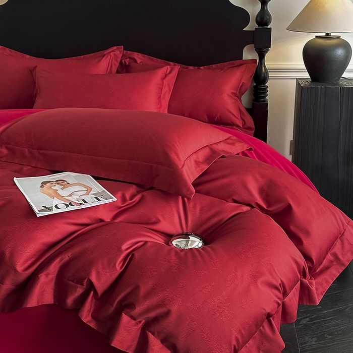 91家纺网 家纺一手货源 找家纺 置顶家纺 2025新款亲肤数码印花四件套-婚庆系列 唯爱你-温馨红