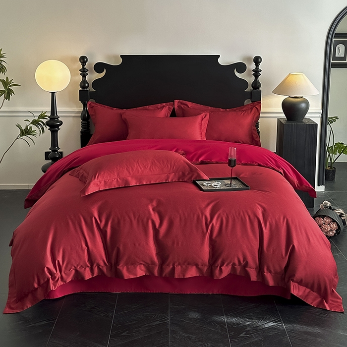 置顶家纺 2025新款亲肤数码印花四件套-婚庆系列 唯爱你-温馨红