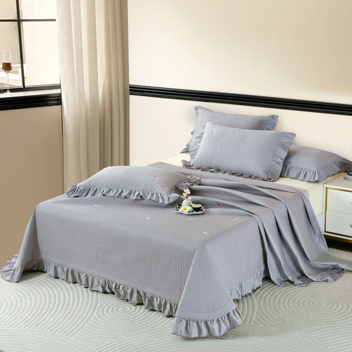 91家纺网 家纺一手货源 找家纺 （总）OL家纺 2025新款全棉夹棉床盖三件套-芭比系列