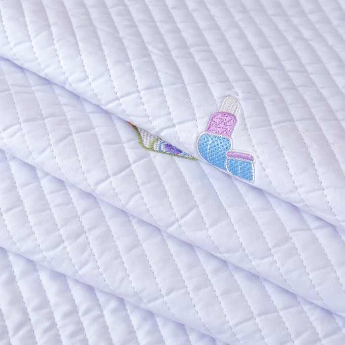 91家纺网 家纺一手货源 找家纺 OL家纺 2025新款全棉夹棉床盖三件套-芭比系列 铅白色