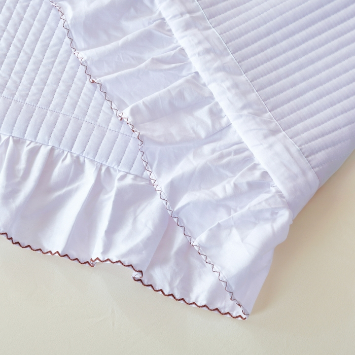 91家纺网 家纺一手货源 找家纺 OL家纺 2025新款全棉夹棉床盖三件套-芭比系列 铅白色