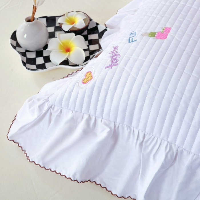 91家纺网 家纺一手货源 找家纺 OL家纺 2025新款全棉夹棉床盖三件套-芭比系列 铅白色