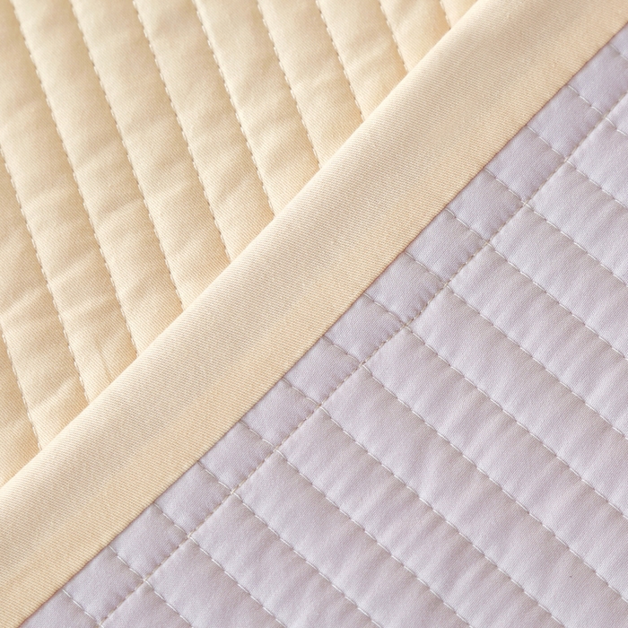 91家纺网 家纺一手货源 找家纺 OL家纺 2025新款全棉夹棉床盖三件套-芭比系列 杏仁黄