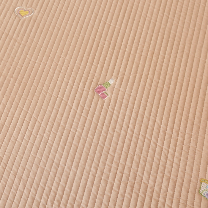 91家纺网 家纺一手货源 找家纺 OL家纺 2025新款全棉夹棉床盖三件套-芭比系列 骍刚橘