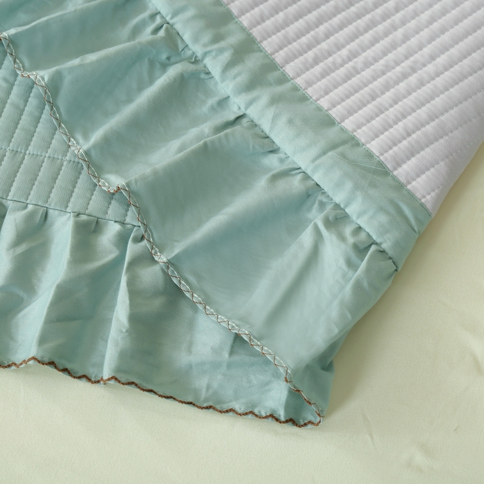 91家纺网 家纺一手货源 找家纺 OL家纺 2025新款全棉夹棉床盖三件套-芭比系列 品绿色