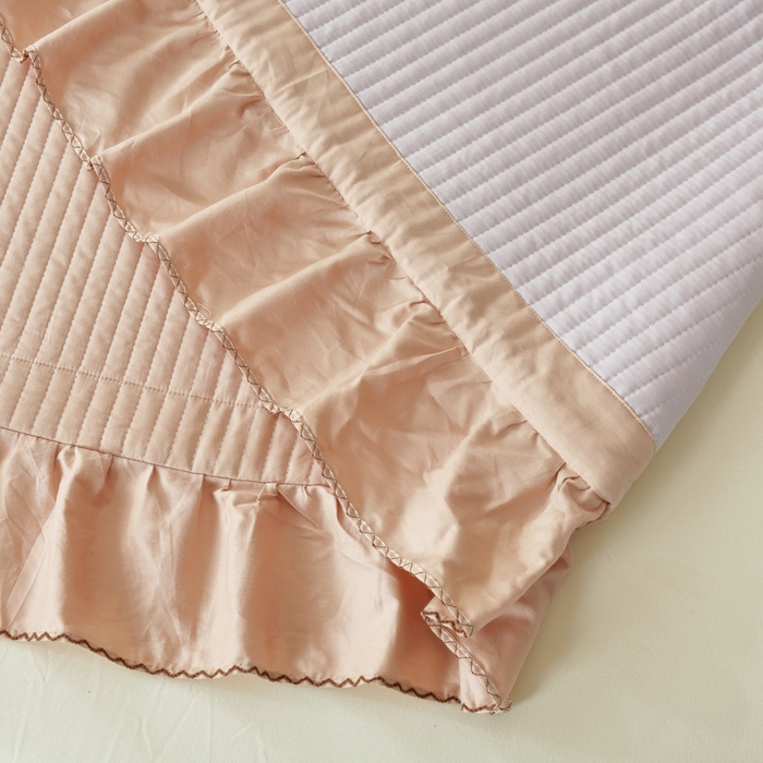 91家纺网 家纺一手货源 找家纺 OL家纺 2025新款全棉夹棉床盖三件套-芭比系列 骍刚橘