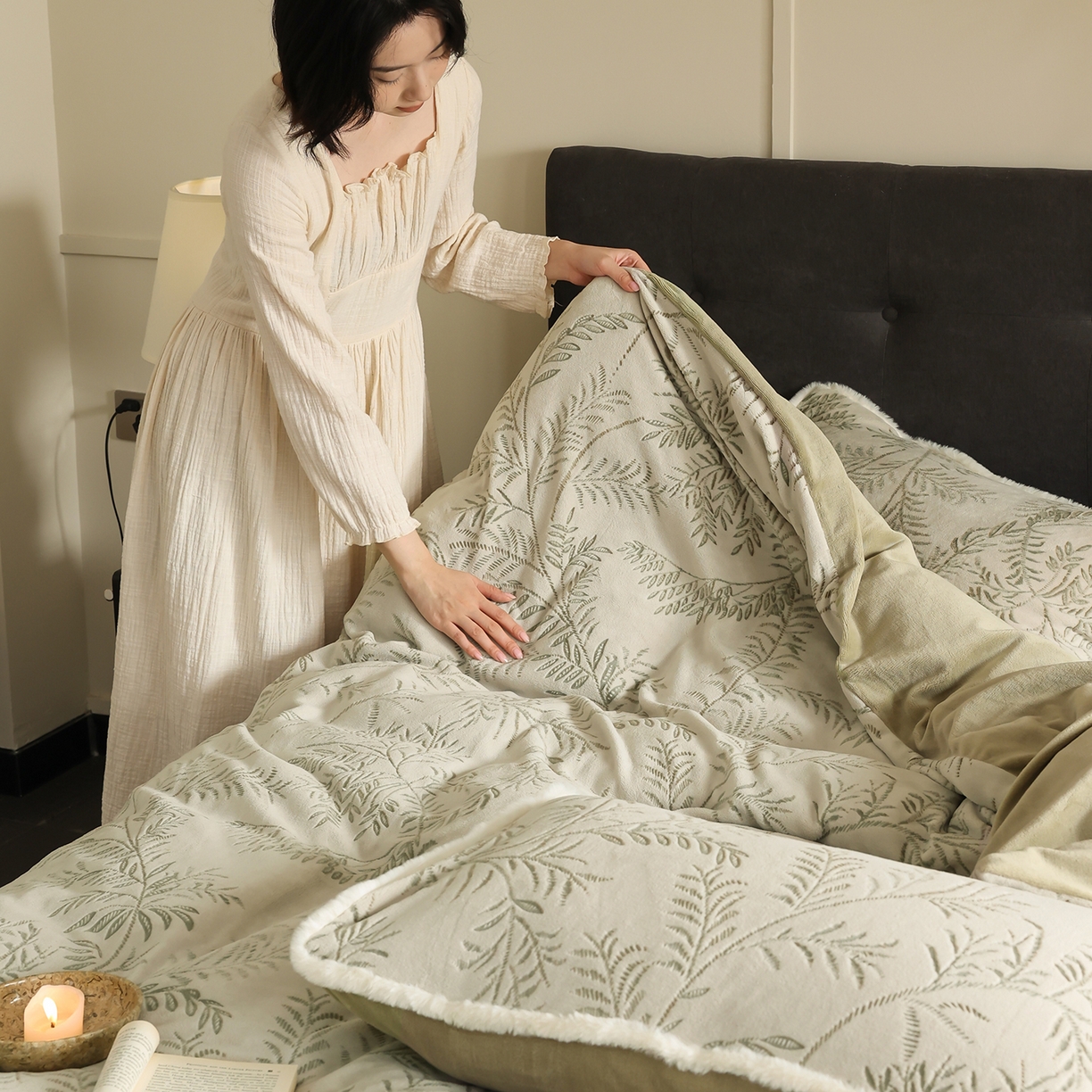 91家纺网 家纺一手货源 找家纺 玉宇阁家居 2025新款230g高克重牛奶绒立体提花雕花四件套-雪松之境（178/248/268/268/268/288（券后控价） 床笠款套件可定制（适用于 10-22cm 高床垫）） 雪松之境-雪