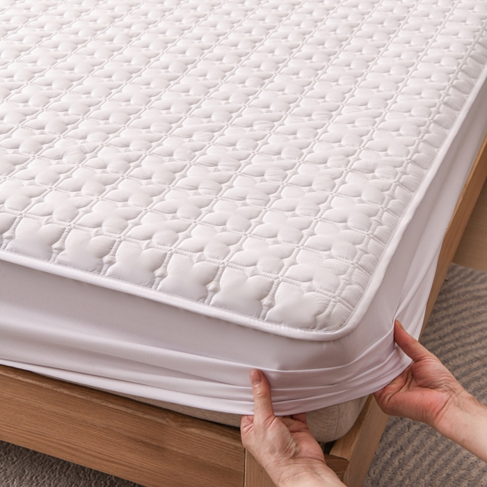 91家纺网 家纺一手货源 找家纺 小萌虎 2025新款防水夹棉单品床笠-星愿 星愿-白