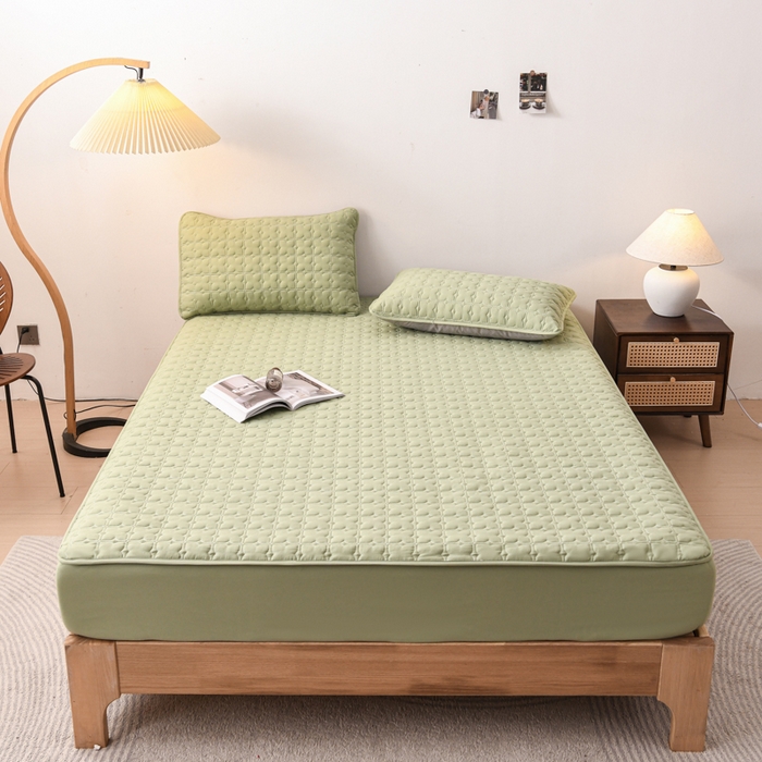 91家纺网 家纺一手货源 找家纺 小萌虎 2025新款防水夹棉单品床笠-星愿 星愿-果绿