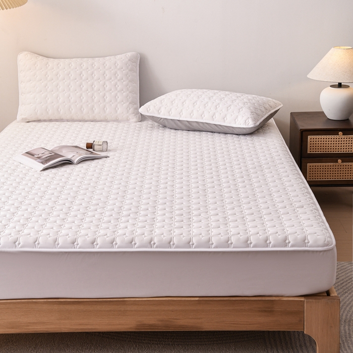 91家纺网 家纺一手货源 找家纺 小萌虎 2025新款防水夹棉单品床笠-星愿 星愿-白