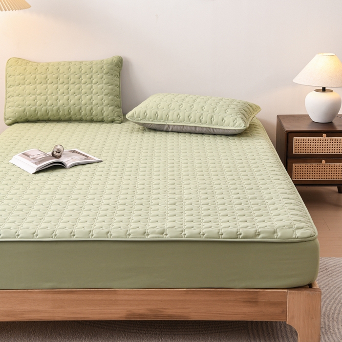 91家纺网 家纺一手货源 找家纺 小萌虎 2025新款防水夹棉单品床笠-星愿 星愿-果绿