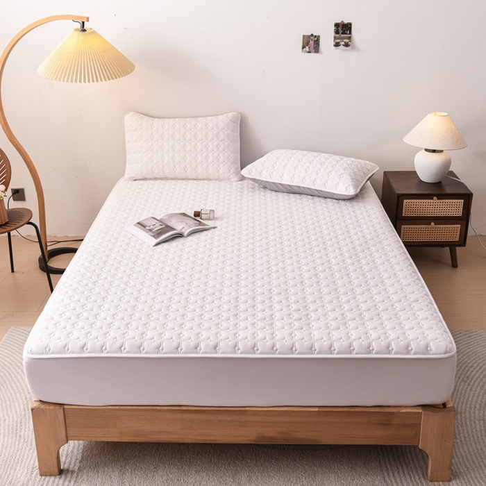 91家纺网 家纺一手货源 找家纺 小萌虎 2025新款防水夹棉单品床笠-星愿 星愿-白