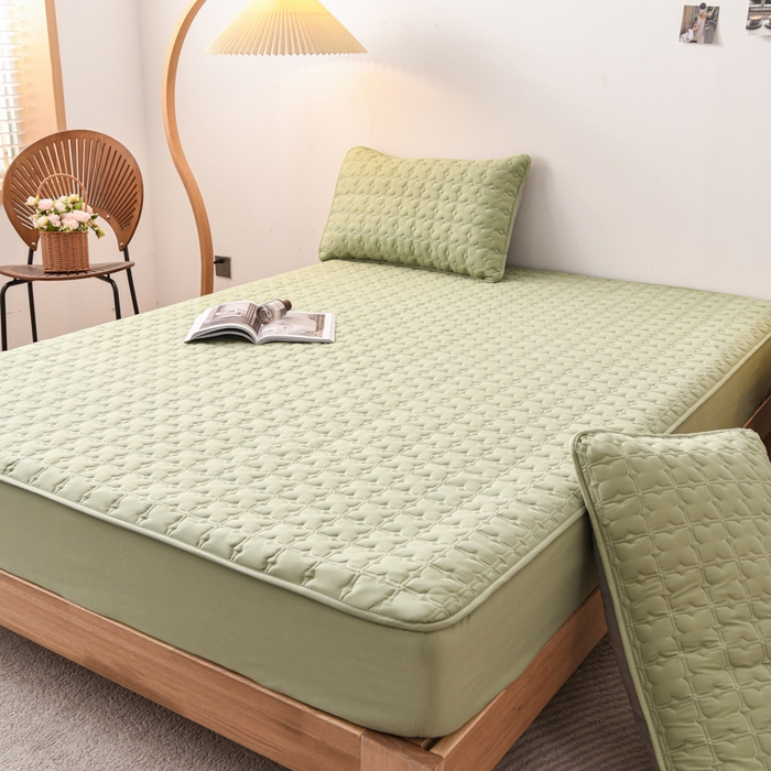 91家纺网 家纺一手货源 找家纺 小萌虎 2025新款防水夹棉单品床笠-星愿 星愿-果绿