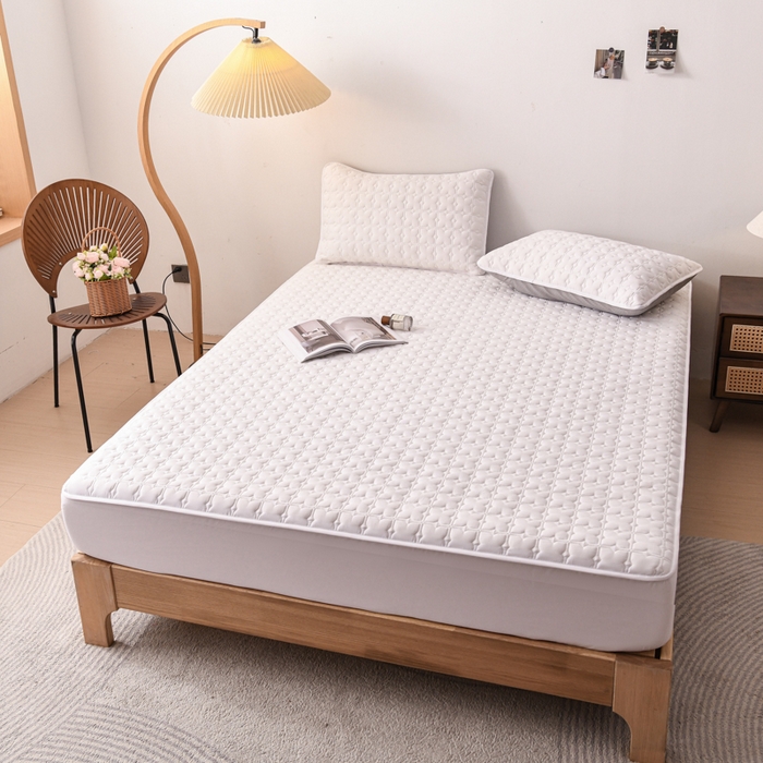 91家纺网 家纺一手货源 找家纺 小萌虎 2025新款防水夹棉单品床笠-星愿 星愿-白